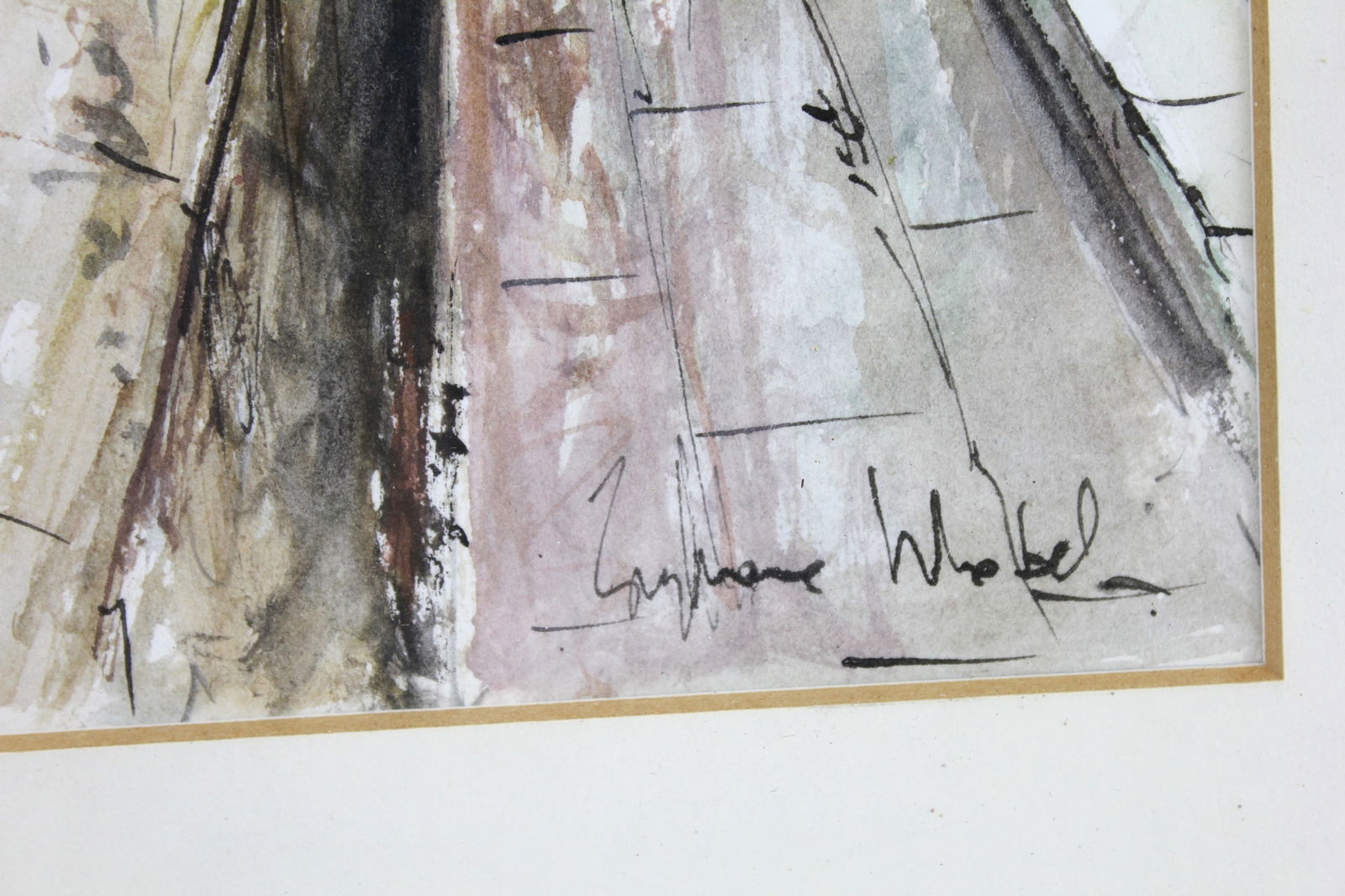 Stephane Wrobel, Street Scene By River, W/C - 4