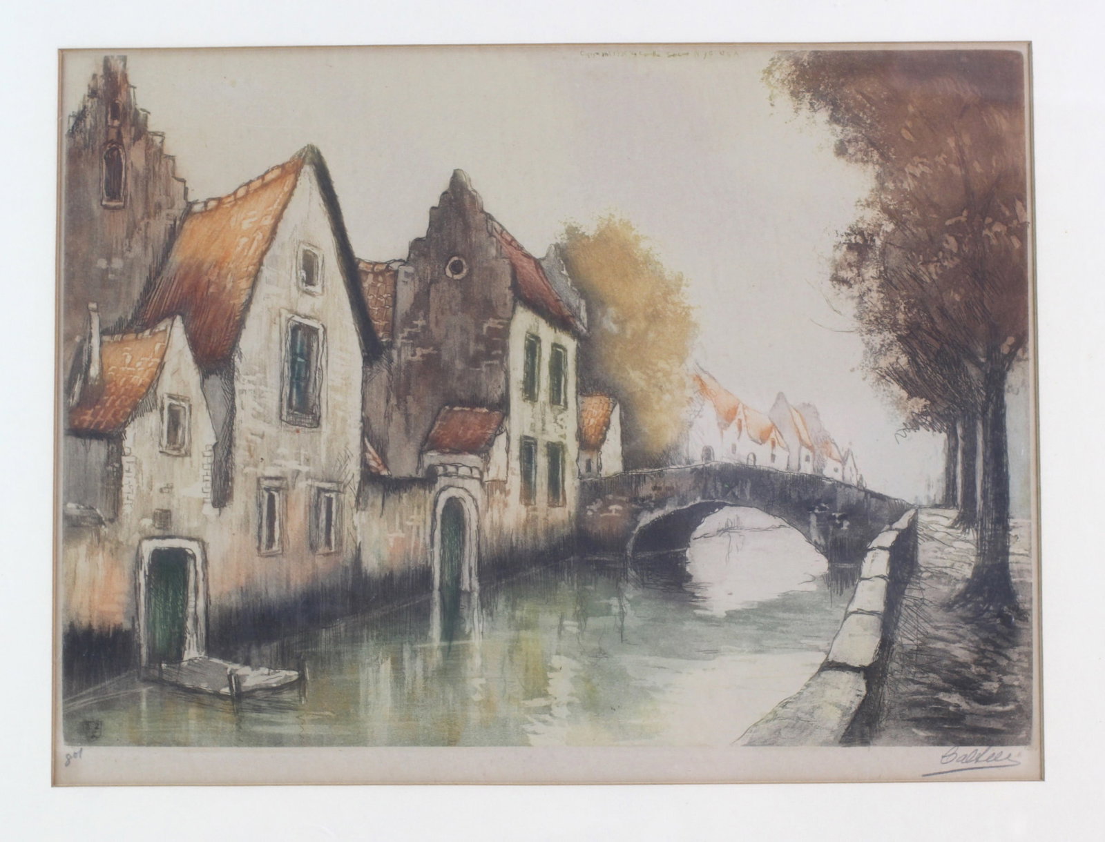 Canal Scene Lithograph Signed - 2