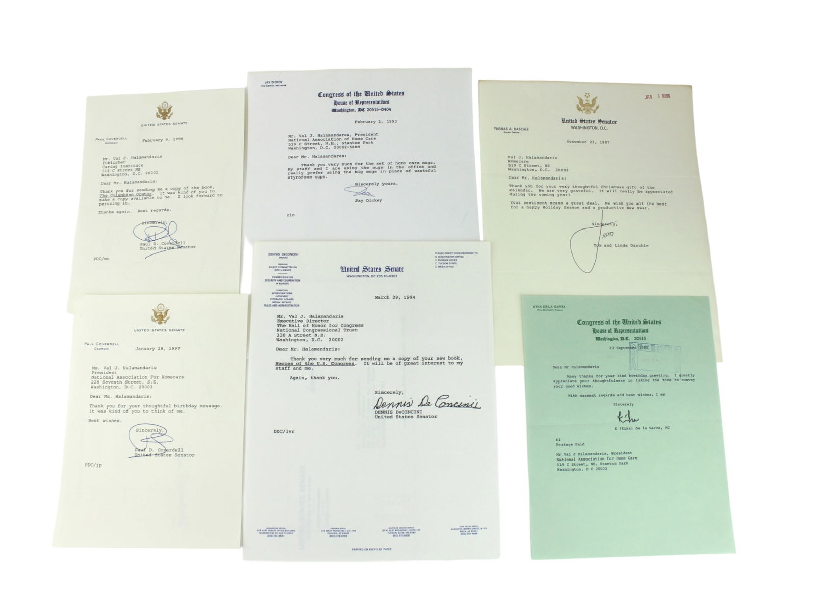 Signed Letters from U.S. Senators/ Representatives (1 of 13)