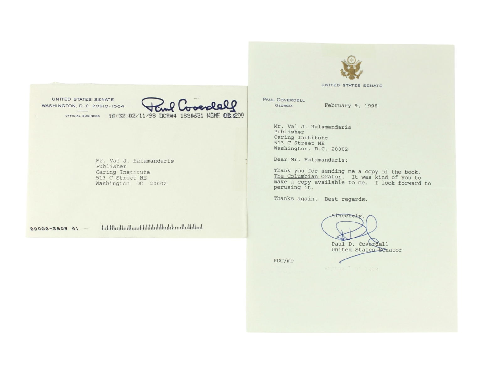 Signed Letters from U.S. Senators/ Representatives - 2