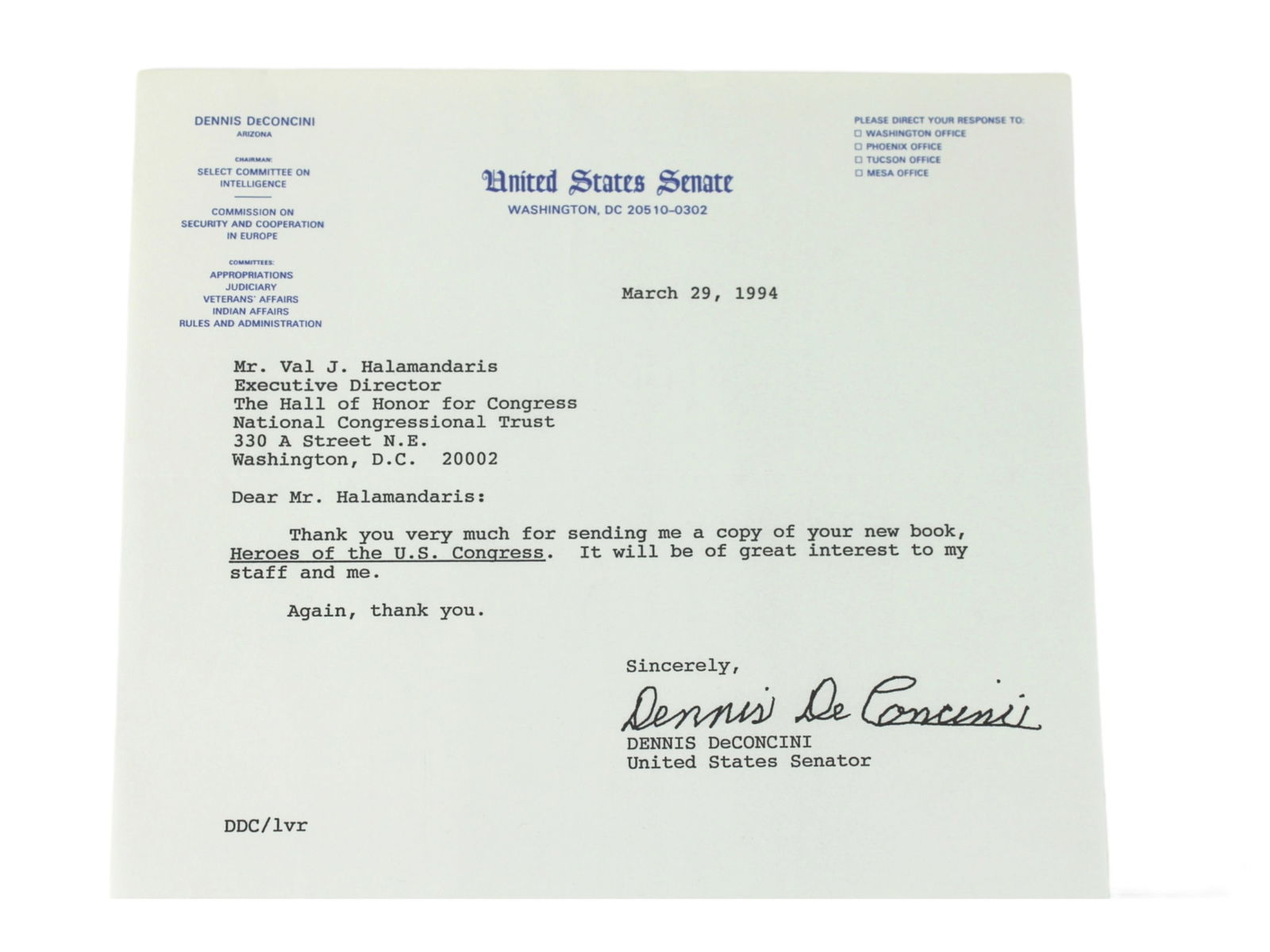 Signed Letters from U.S. Senators/ Representatives - 7