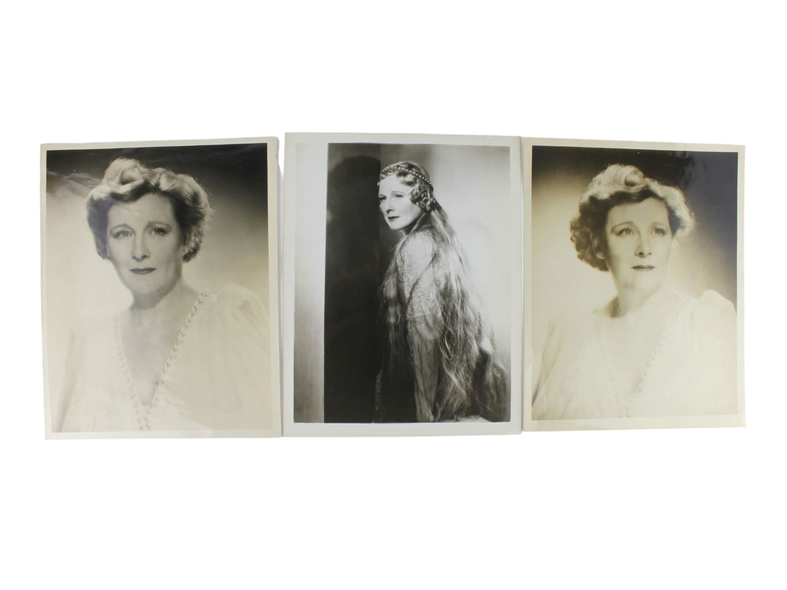 Three Photos of Maggie Teyte: This group includes three vintage publicity photographs of renowned English soprano Maggie Teyte (1888 – 1976). The portraits showcase her in both elegant and theatrical poses, reflecting her distin