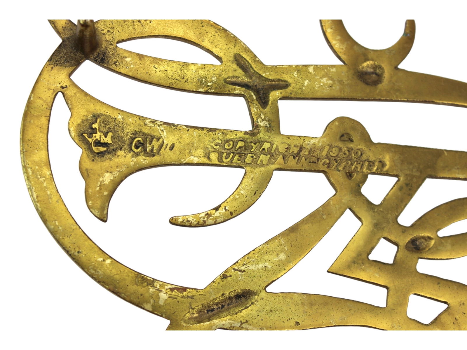 Queen Ann Cypher Brass Trivet - 5