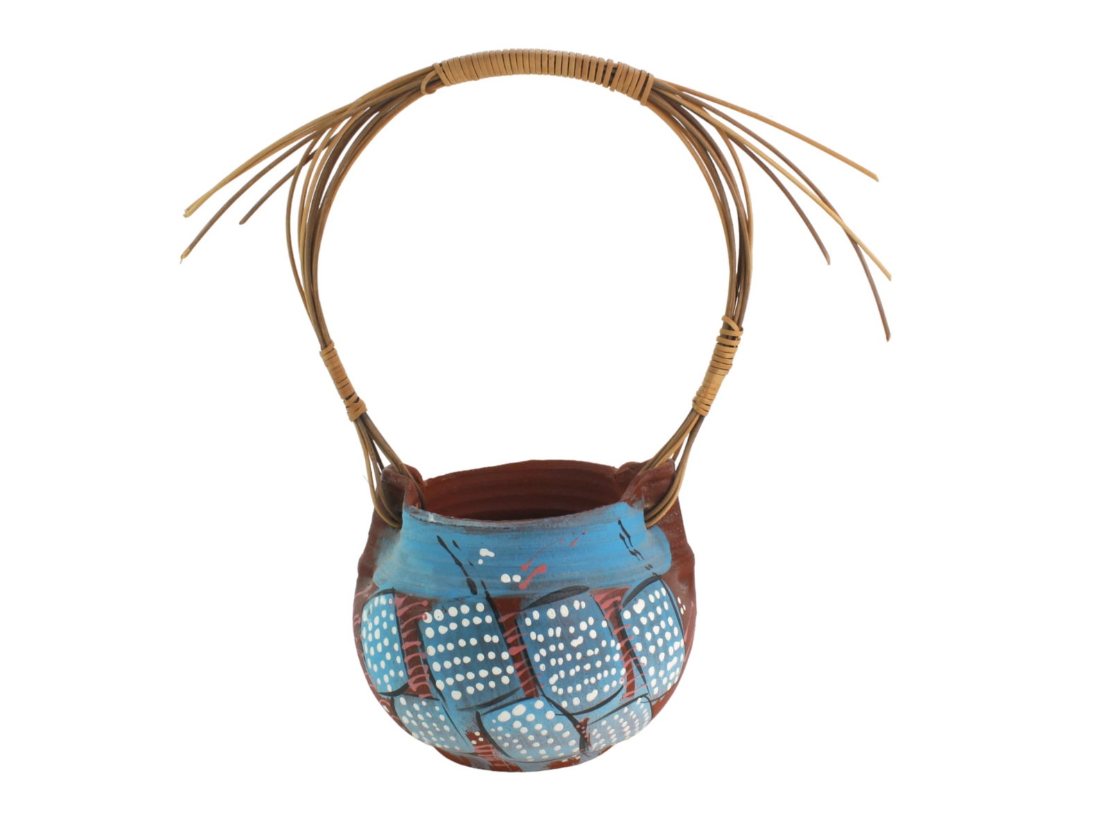 Signed Handcrafted Southwest-Style Ceramic Basket (1 of 5)