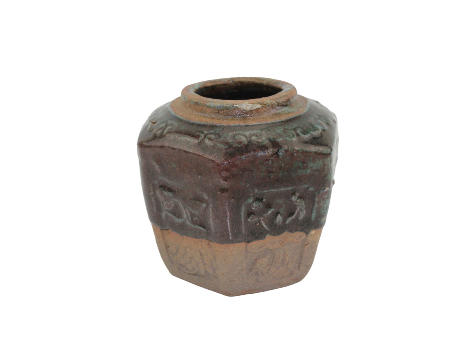 A Hexagonal Chinese Glazed Stoneware Jar - 2