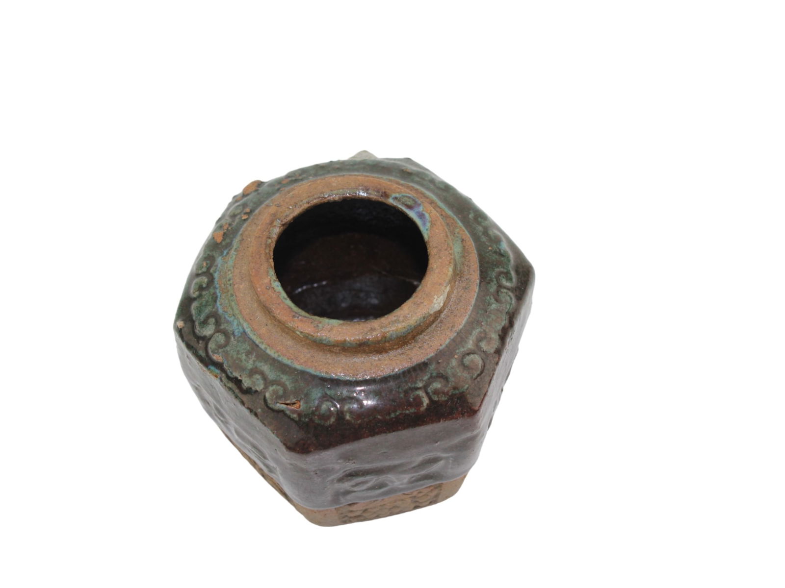 A Hexagonal Chinese Glazed Stoneware Jar - 4