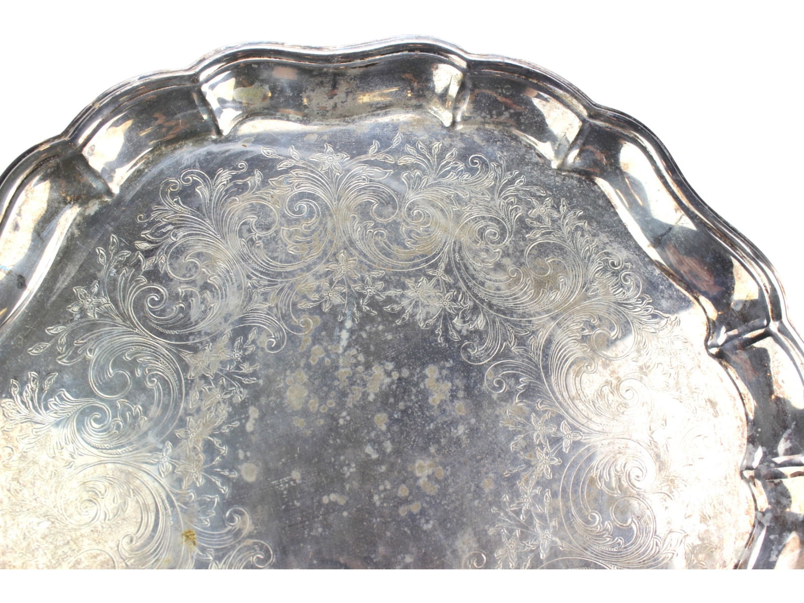 LARGE SILVER PLATE SERVING TRAY - 5