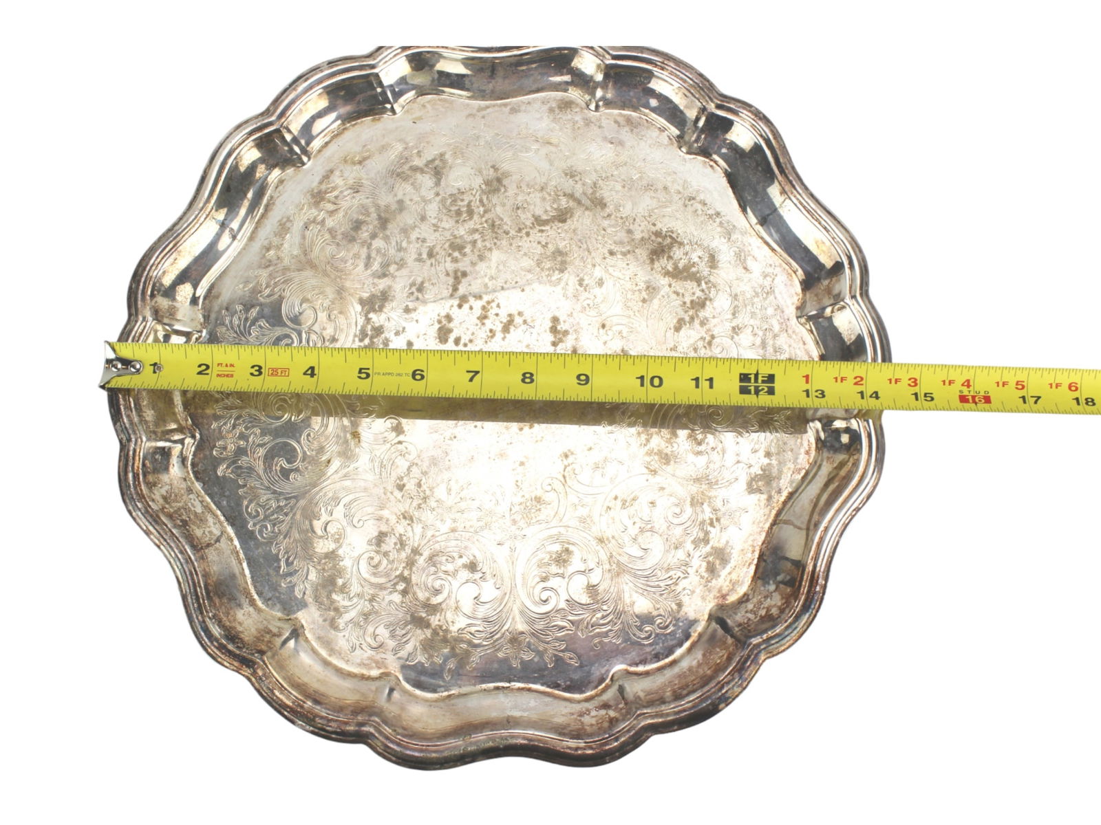 LARGE SILVER PLATE SERVING TRAY - 6