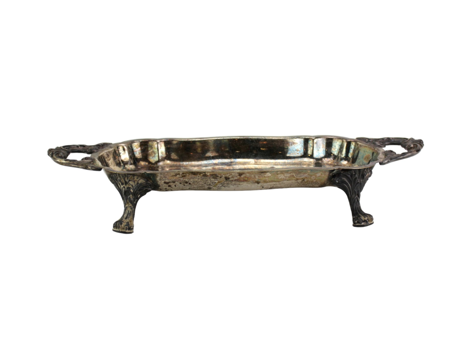 Silver Plate Food Tray with Ornate Handles (1 of 4)