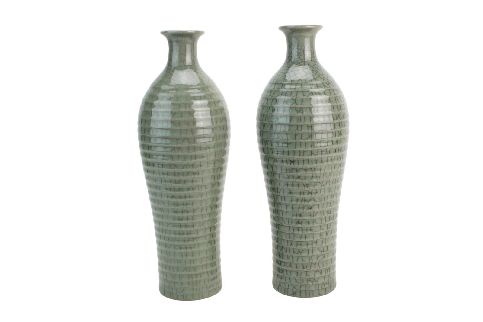 Pair Chinese Celadon Crackle Glaze Vases (1 of 8)