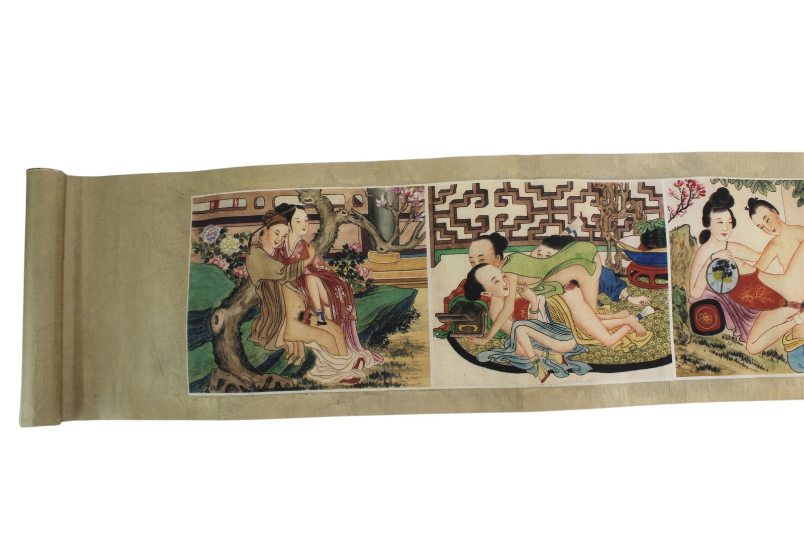 Long Asian Erotic Watercolor Scroll - 6
