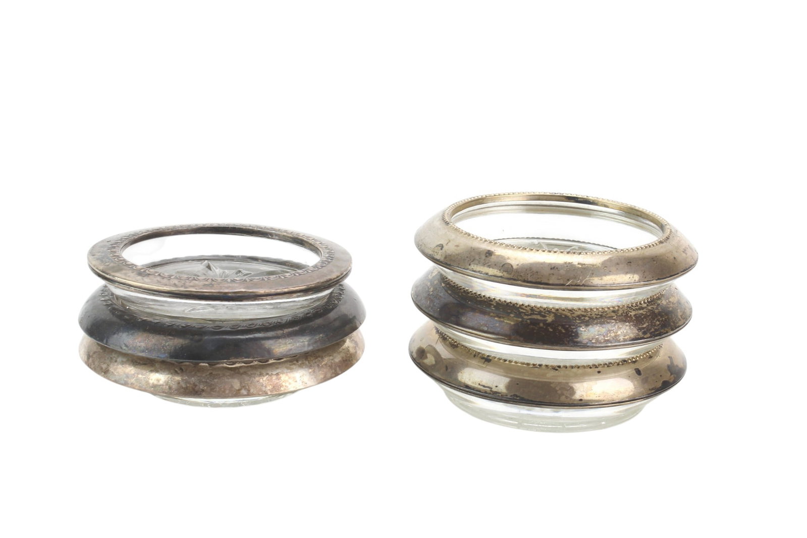 Six Sterling Rim Glass Coasters (1 of 8)