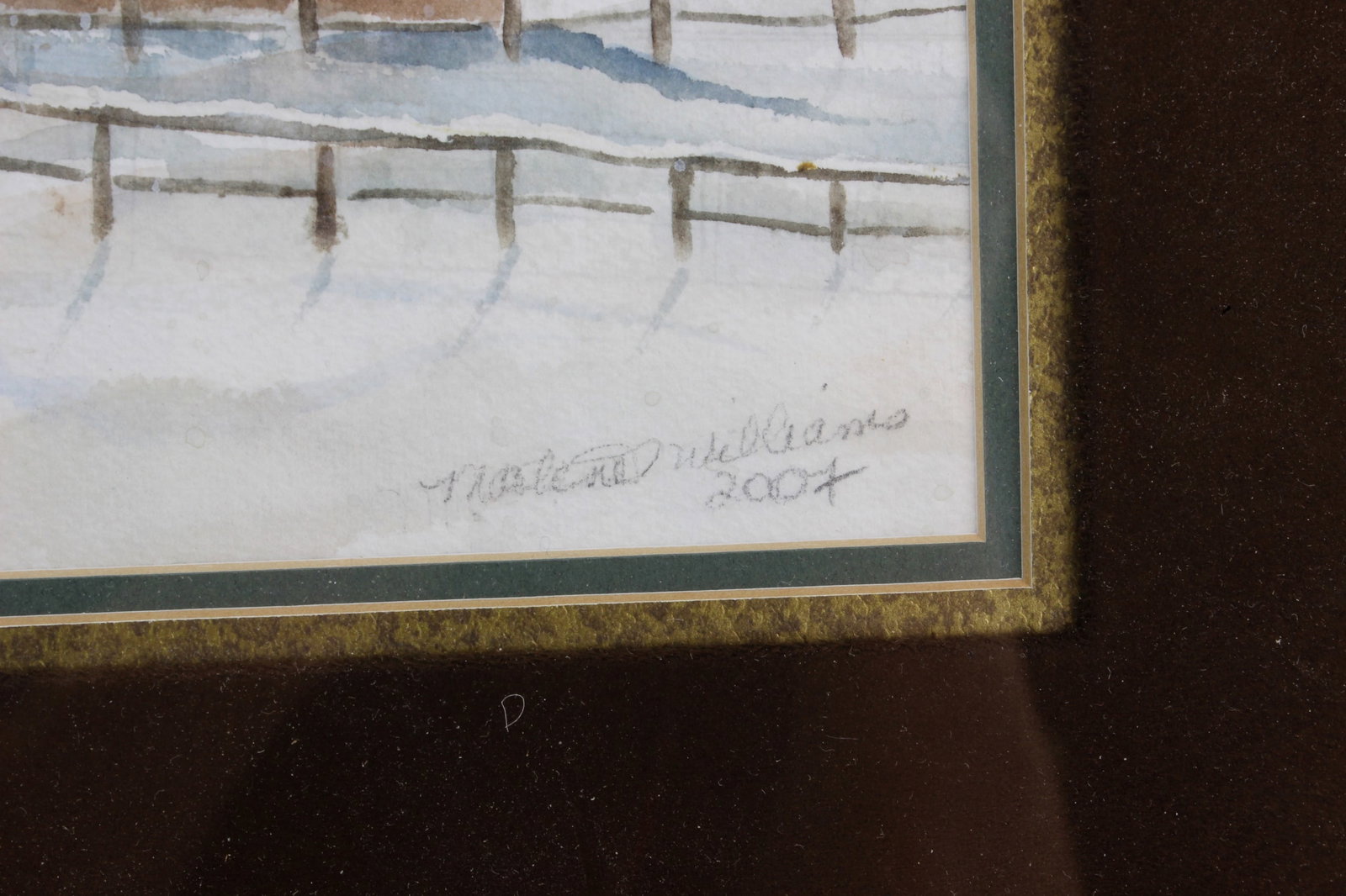 Framed Signed Winter Barn Watercolor - 3