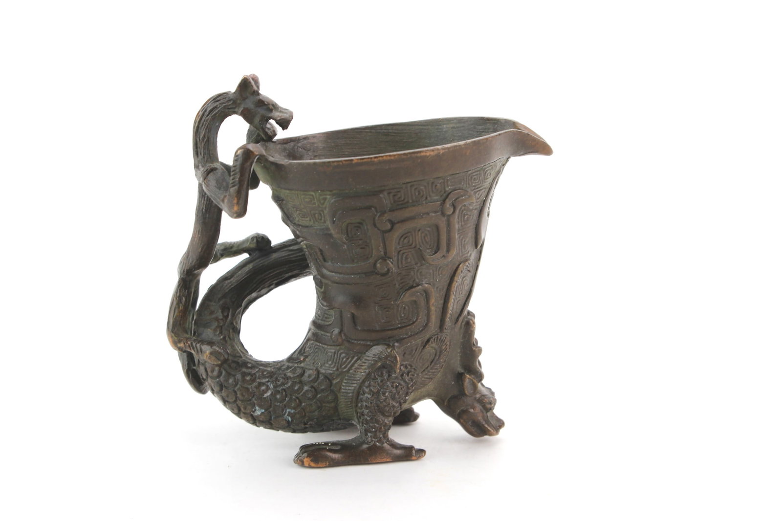 Chinese Archaic Style Bronze Dragon Cup (1 of 7)