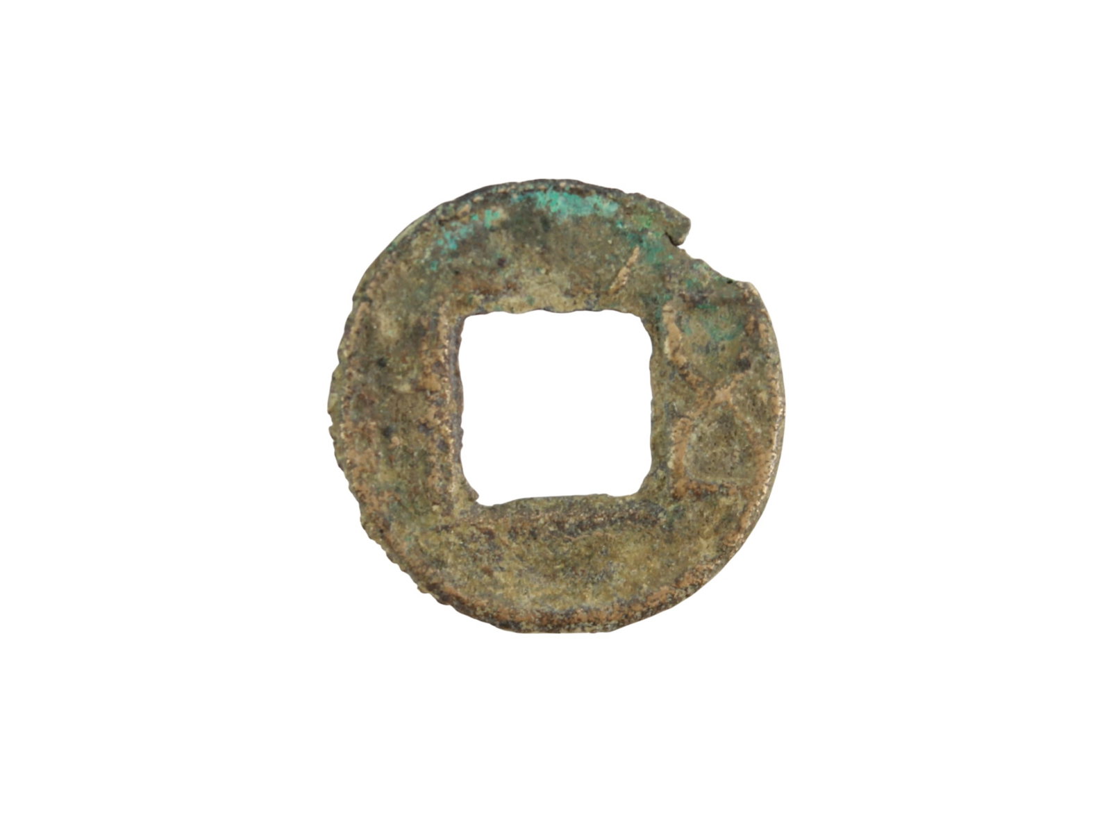 An Old China Bronze Coin: The coin measures 2.7 grams in weight, 21.8 mm in Diameter, 1.4 mm in thickness. Age wear. AUTHENTICITY NOT GUARANTEED; COINS MAY BE REPLICAS?BID AT YOUR OWN DISCRETION.