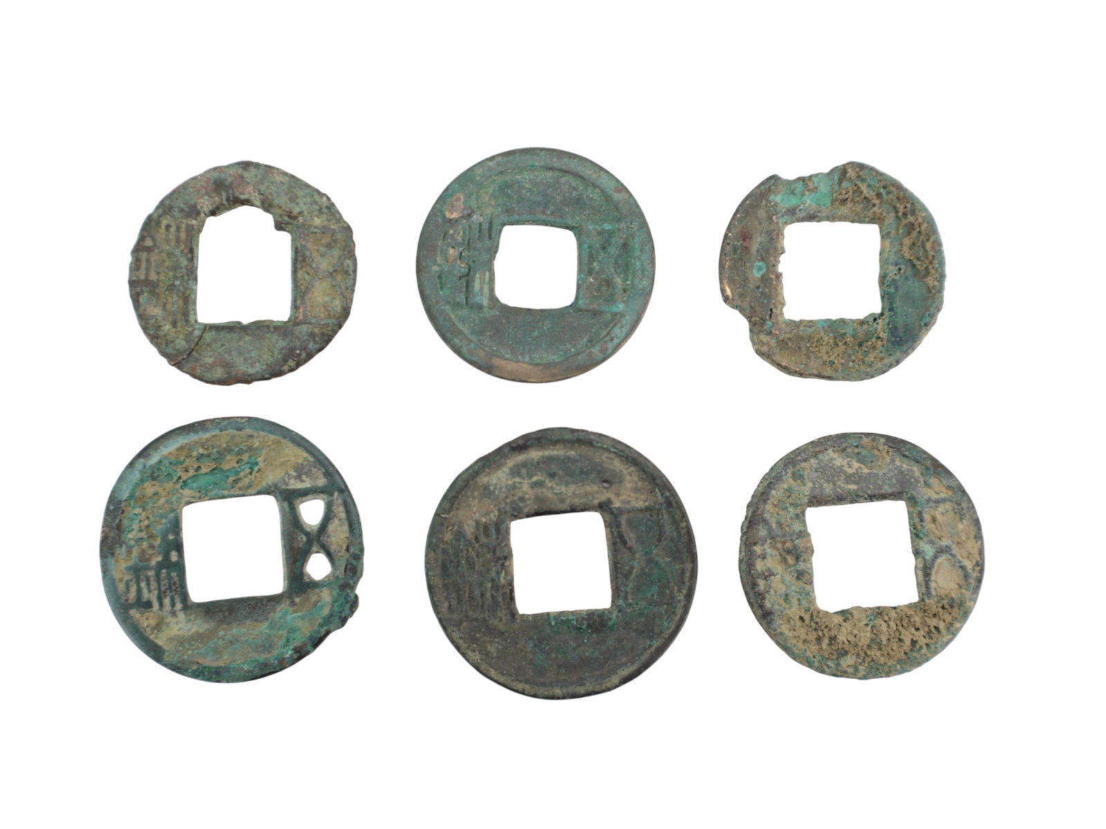Six Ancient Chinese Cash Bronze Coins (1 of 9)