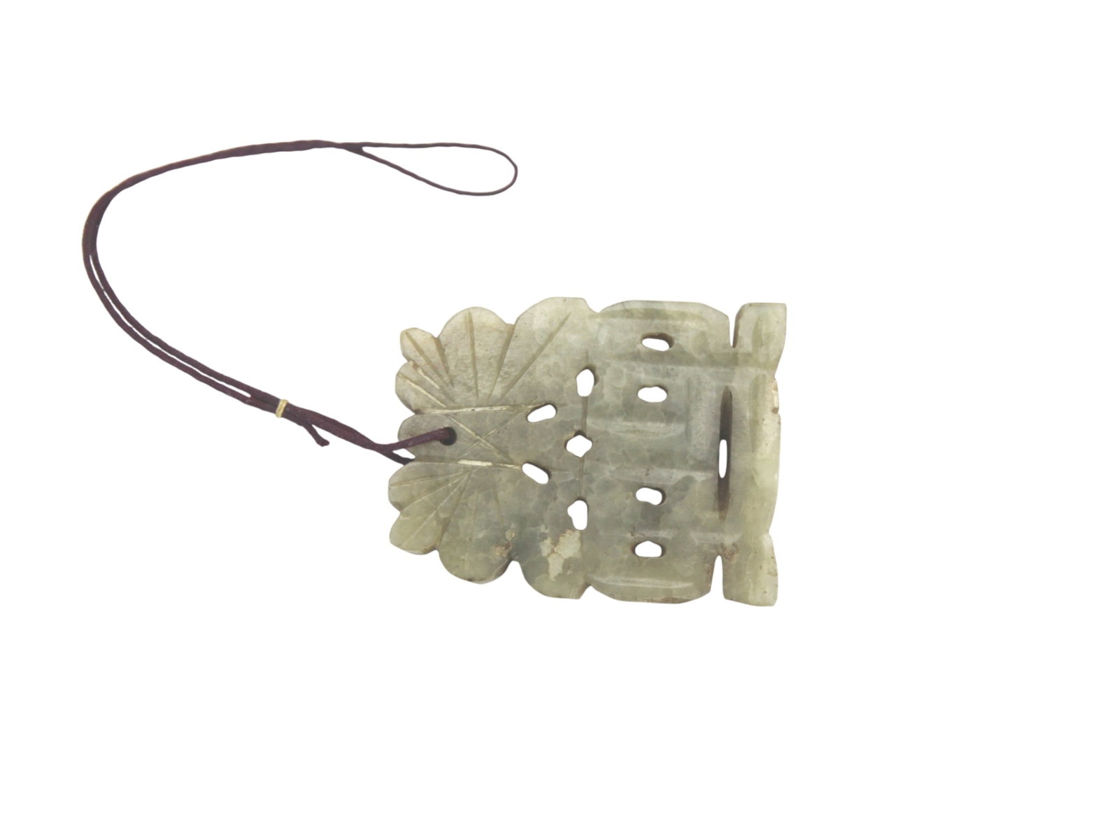 Chinese Jade Carved Leaf Pendant (1 of 4)
