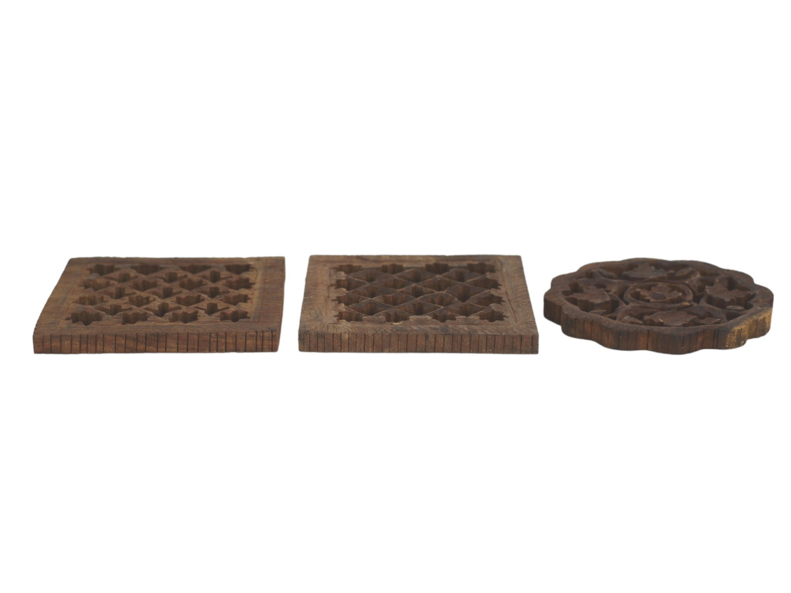 Three Carved Wood Coasters - 5