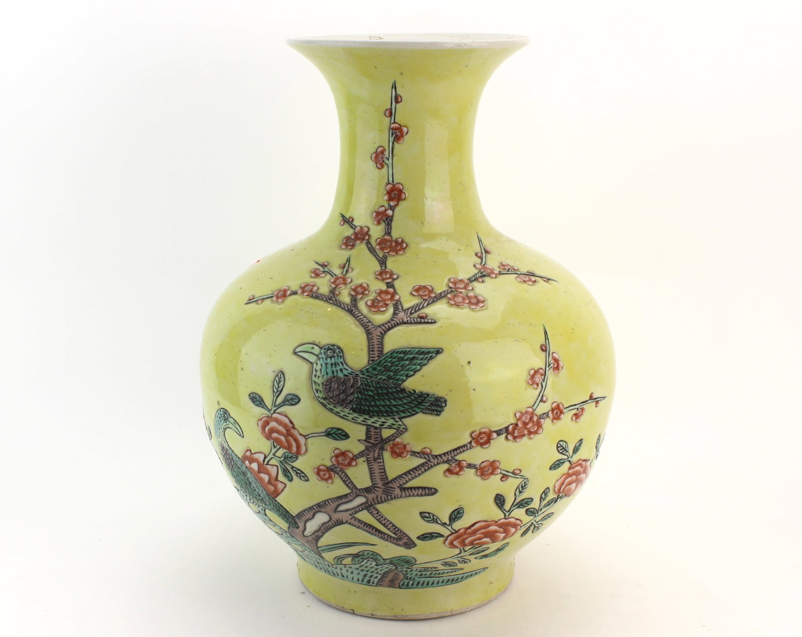 Large Chinese Famille Rose Bird & Floral Vase (1 of 7)