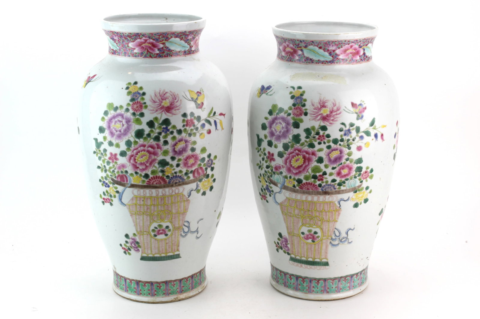 Pair Large Chinese Famille Rose Jars (1 of 19)