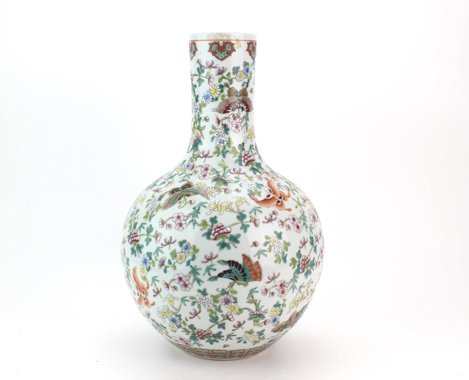 Chinese Famille Rose Butterfly Bottle Vase (1 of 8)