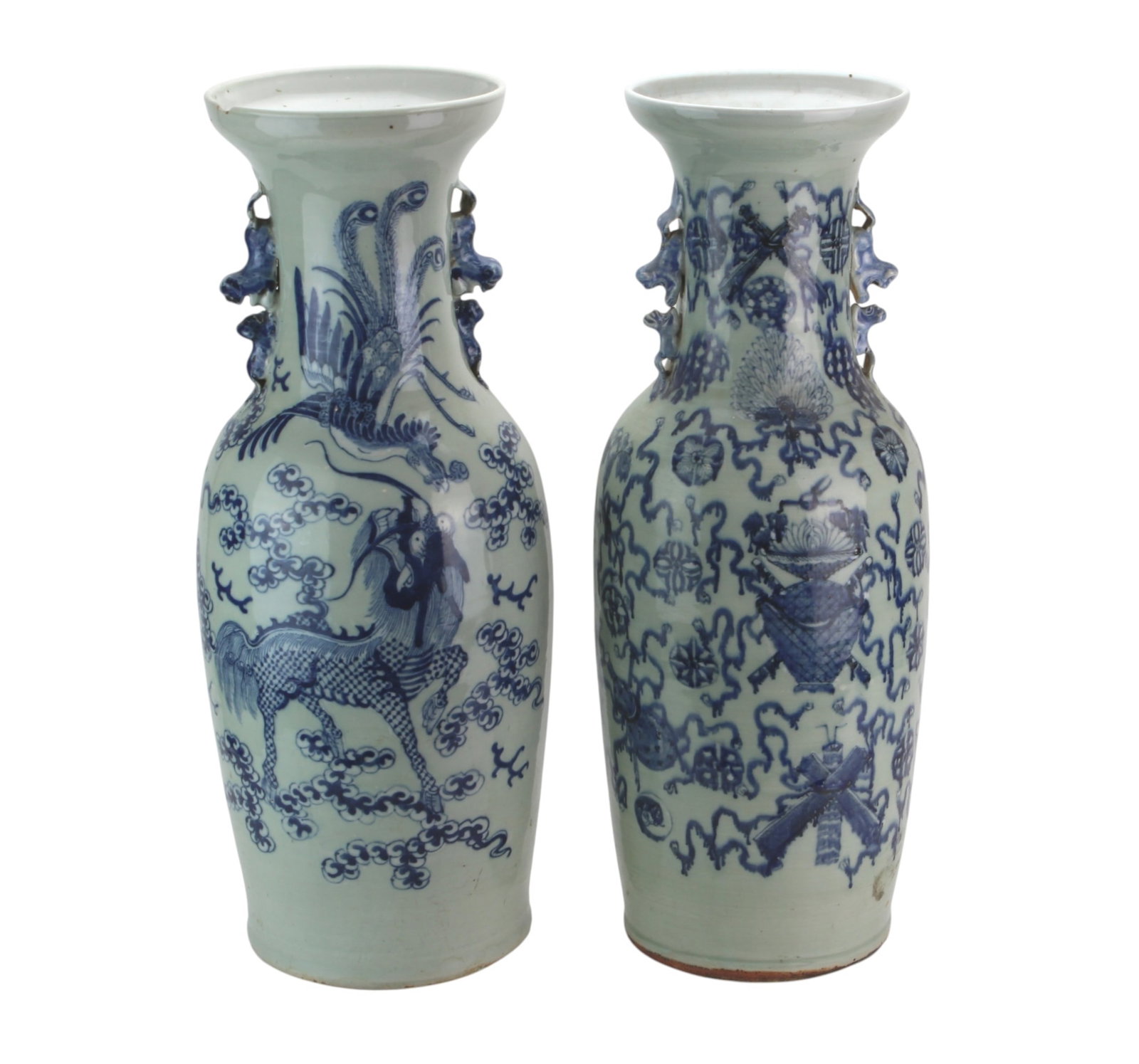 Pair Large Chinese Blue & White Vases (1 of 10)