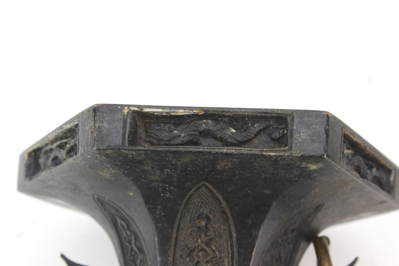 Pair Chinese Hexagonal Bronze Vases - 10
