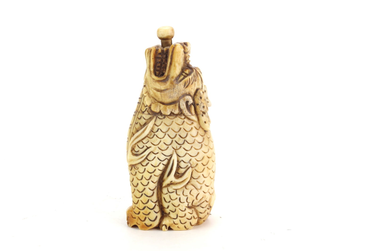 Bone Snuff Bottle & Face Carving - 2