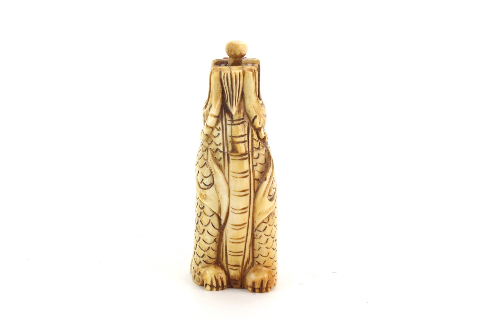 Bone Snuff Bottle & Face Carving - 3
