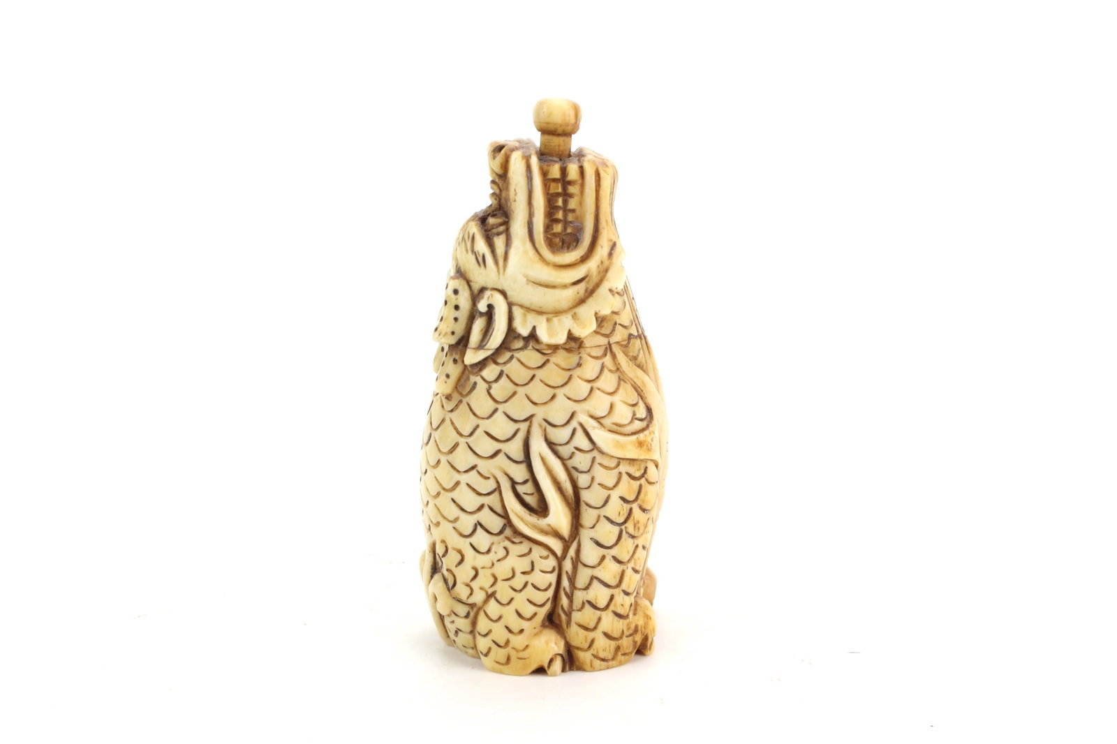 Bone Snuff Bottle & Face Carving - 4
