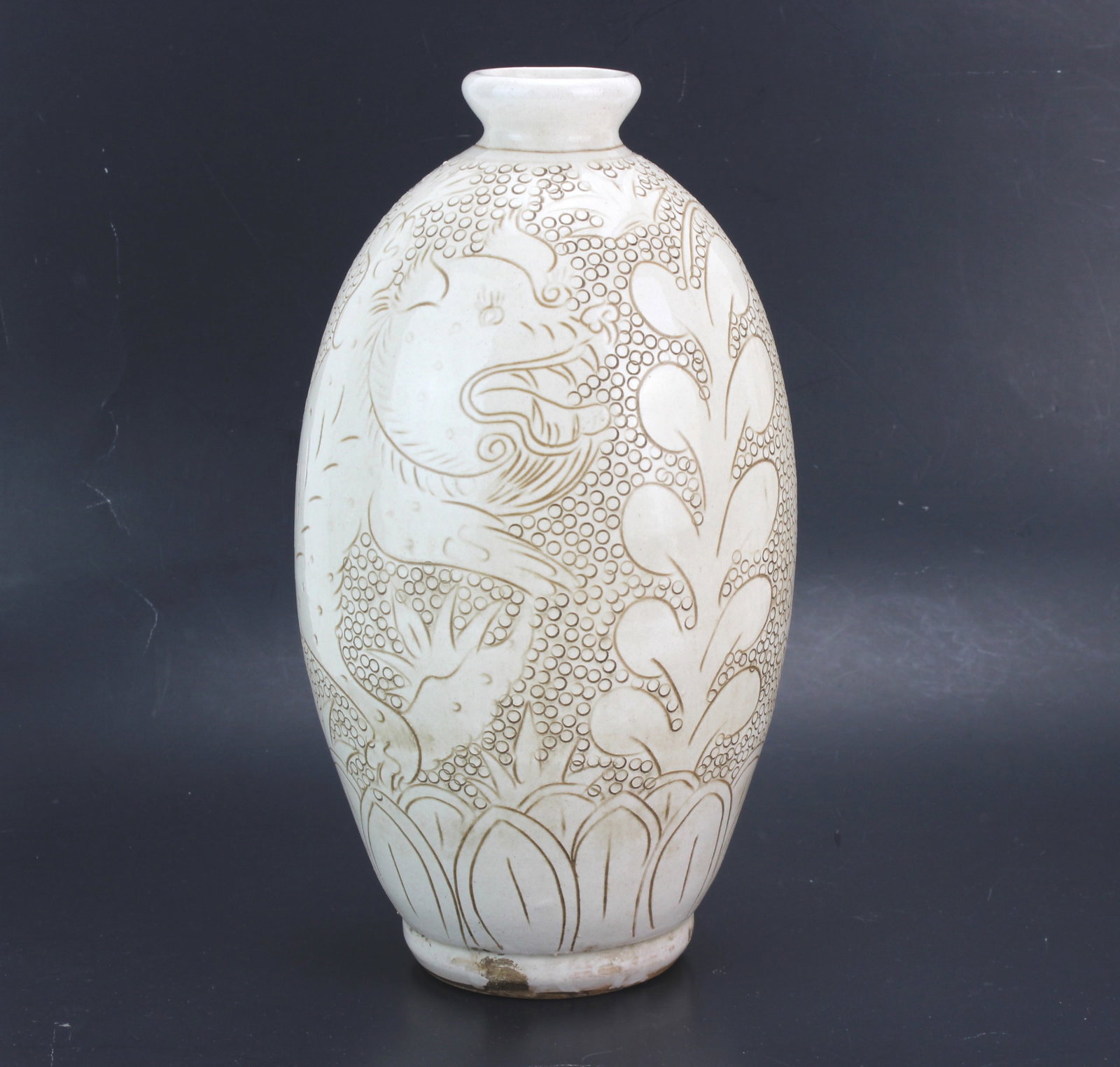 Chinese Incised White Glaze Vase (1 of 7)