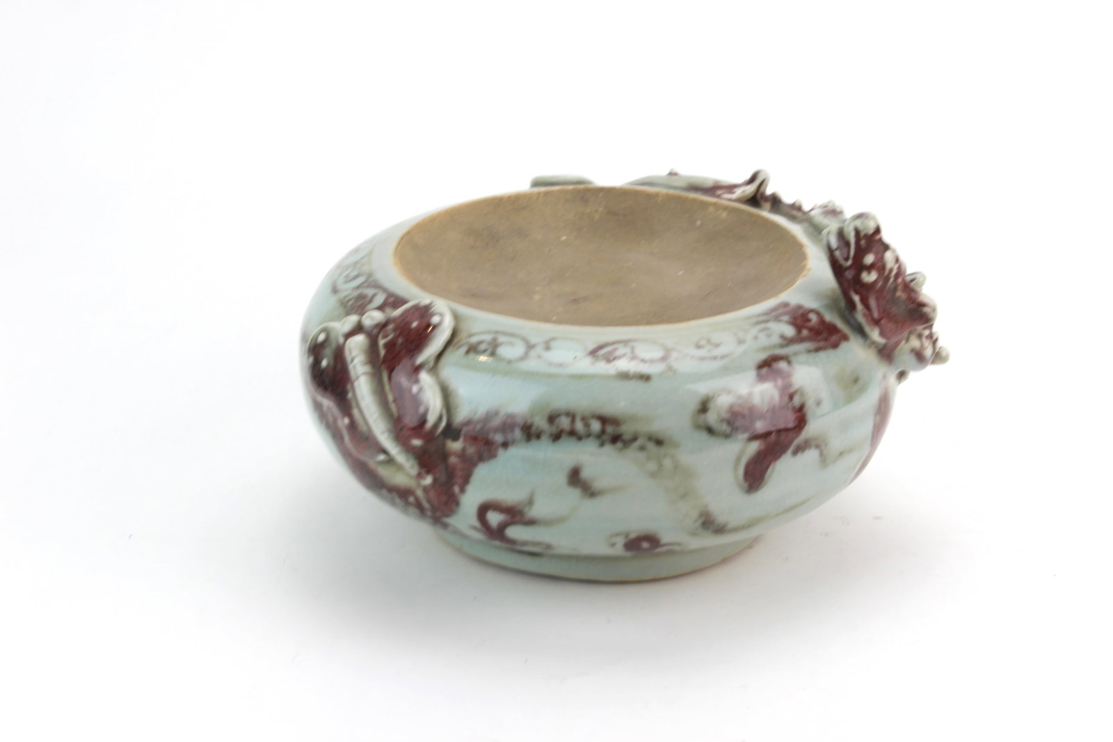 Chinese Red Underglaze Ceramic Dragon Base - 2