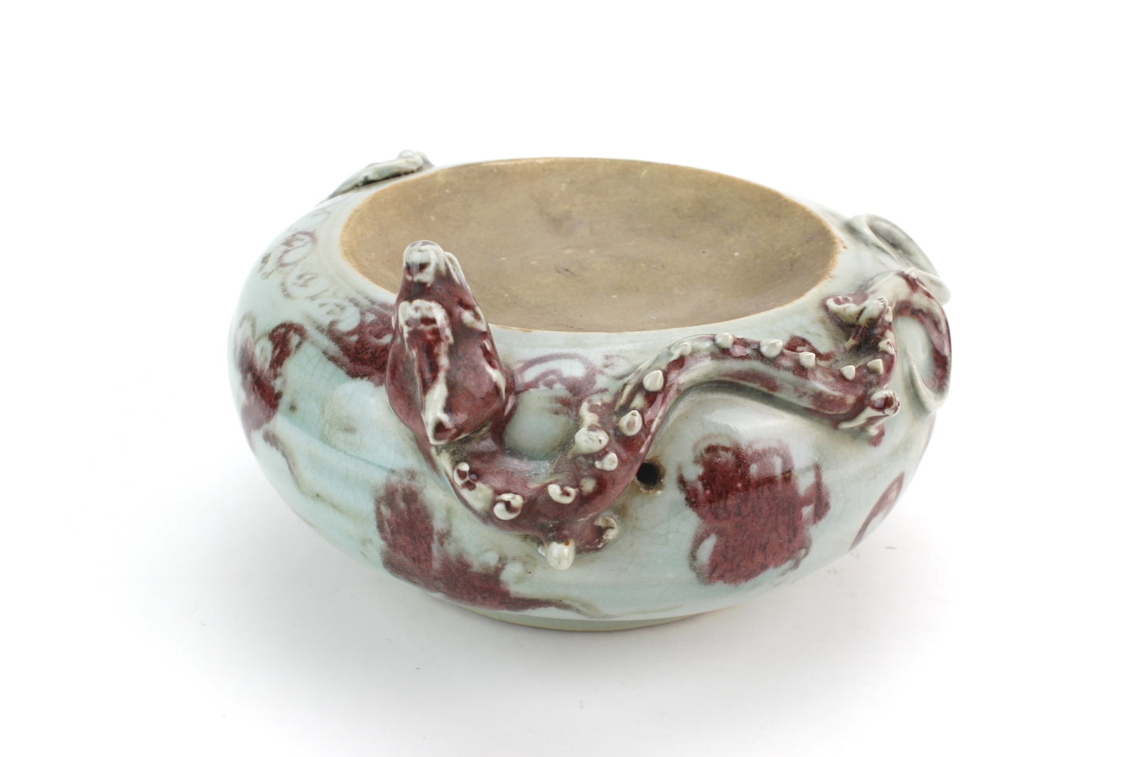 Chinese Red Underglaze Ceramic Dragon Base - 3