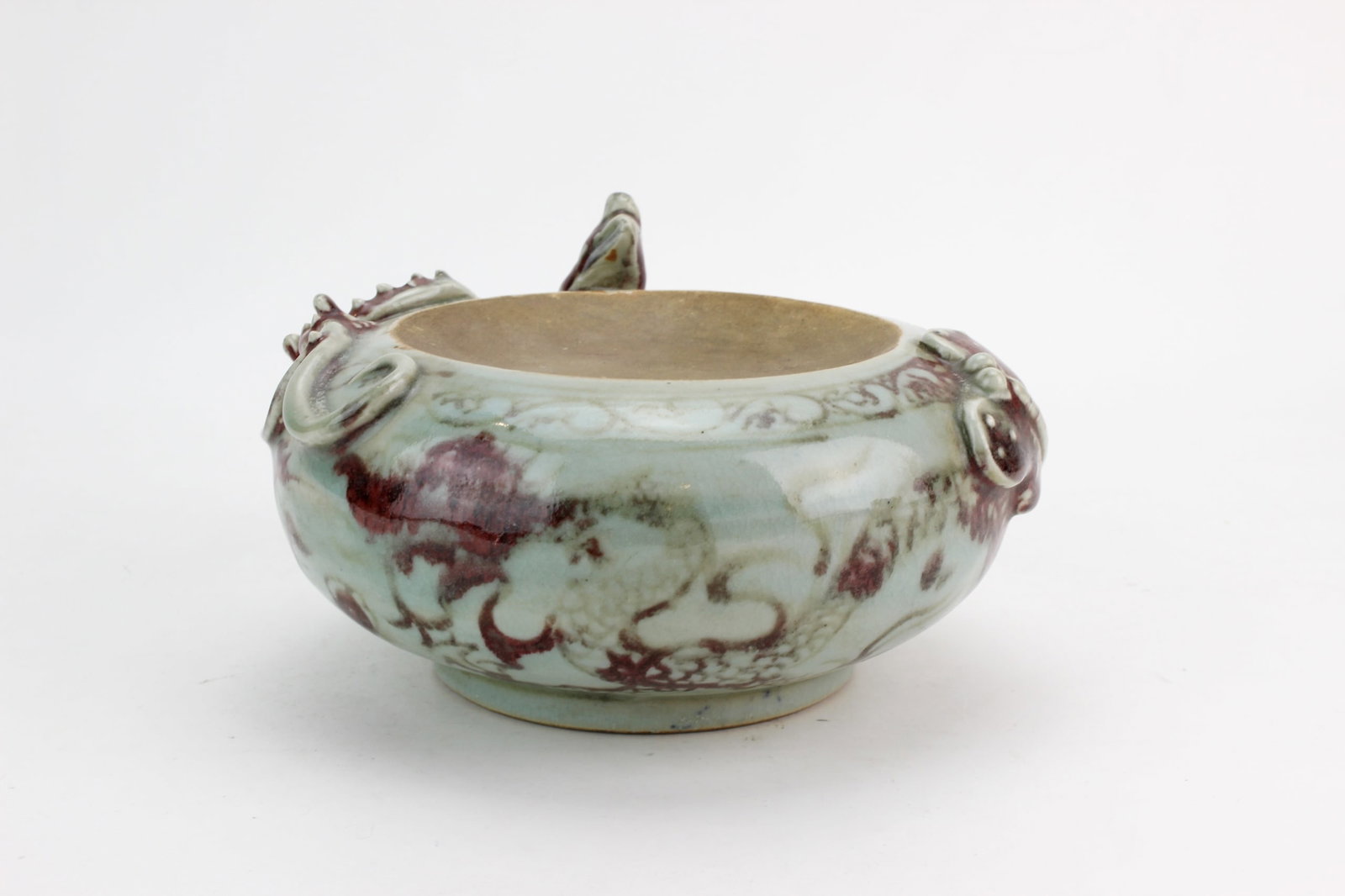 Chinese Red Underglaze Ceramic Dragon Base - 4