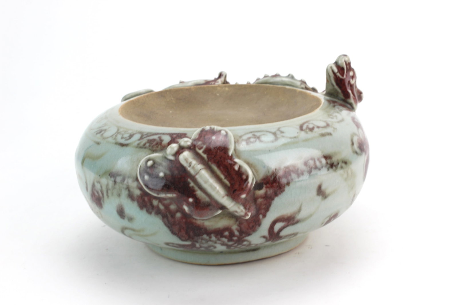 Chinese Red Underglaze Ceramic Dragon Base - 5