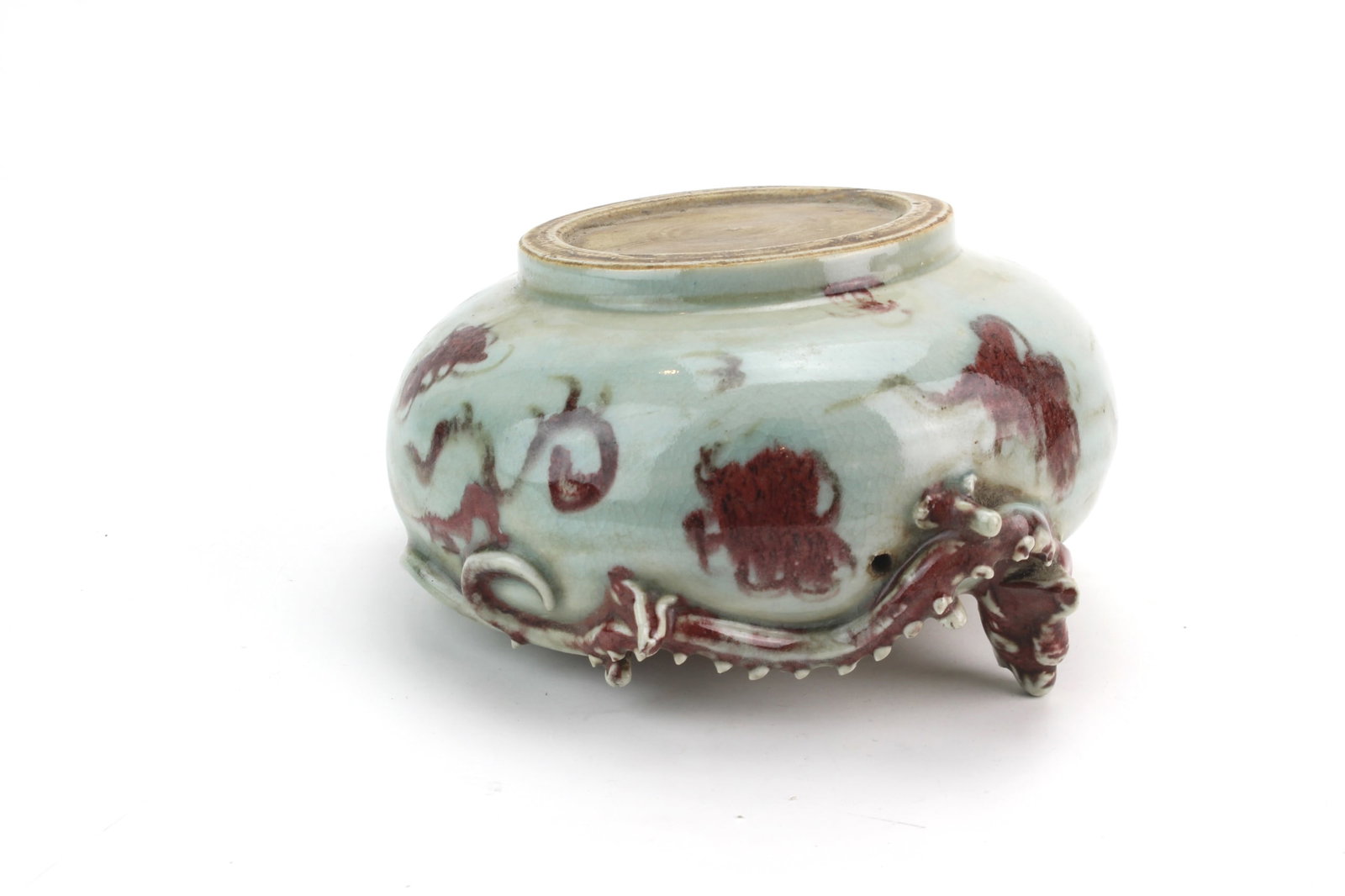 Chinese Red Underglaze Ceramic Dragon Base - 6