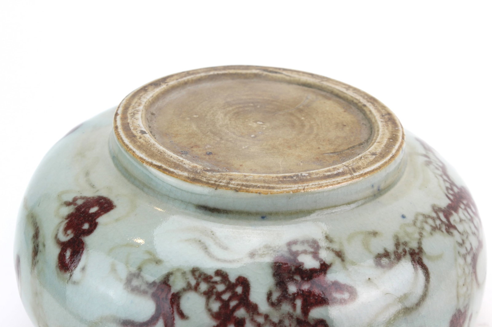 Chinese Red Underglaze Ceramic Dragon Base - 9