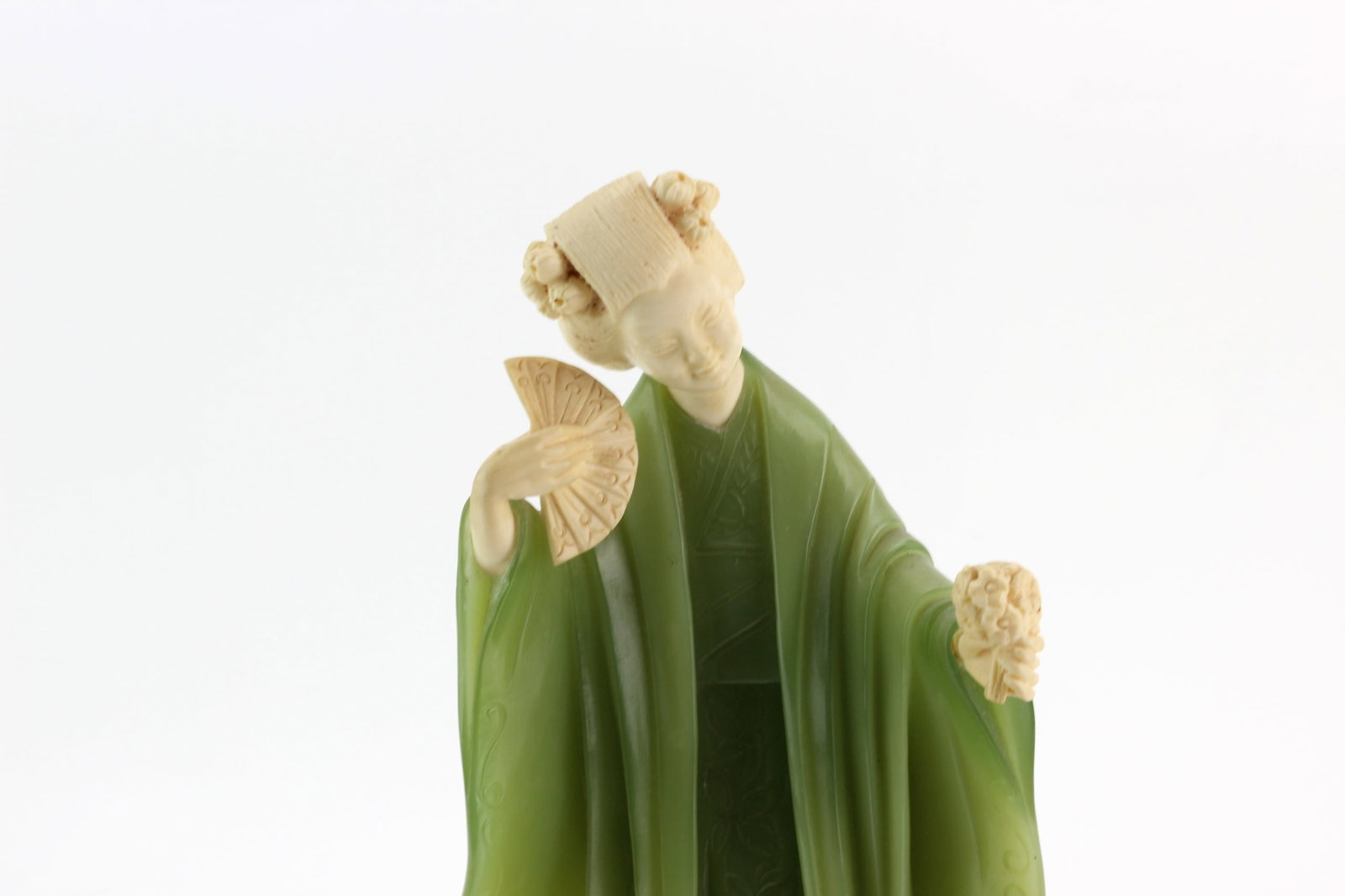 Pair Green Resin Figurines - 14