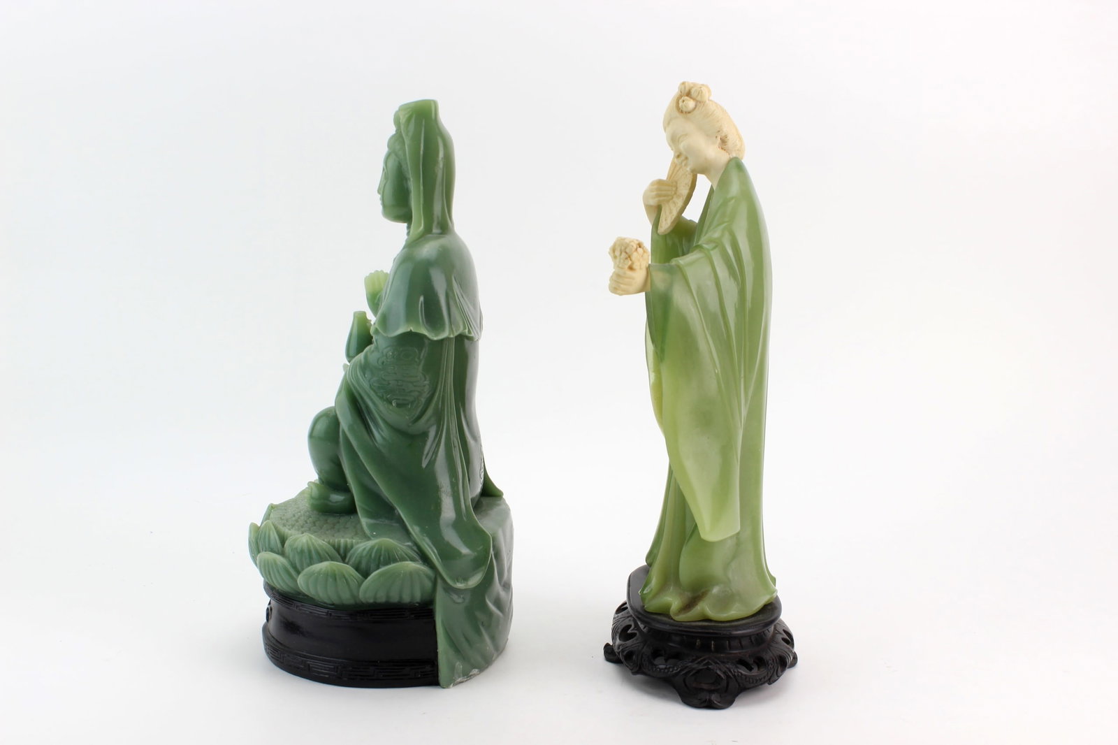 Pair Green Resin Figurines - 2