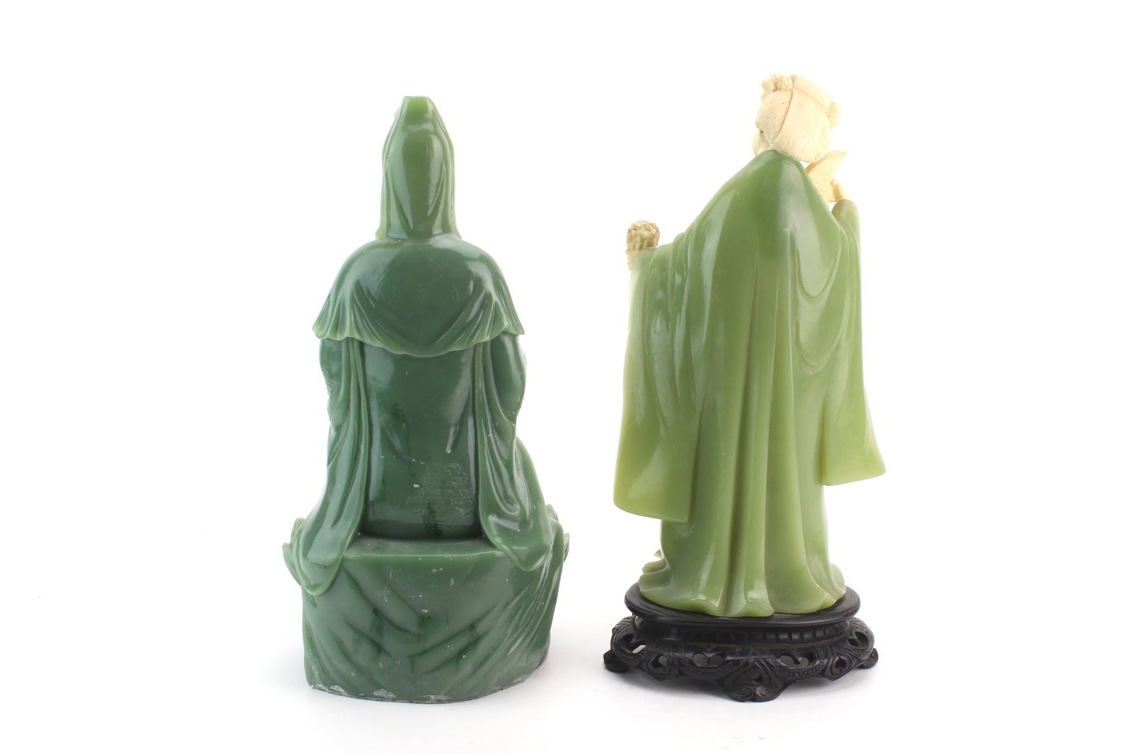 Pair Green Resin Figurines - 3