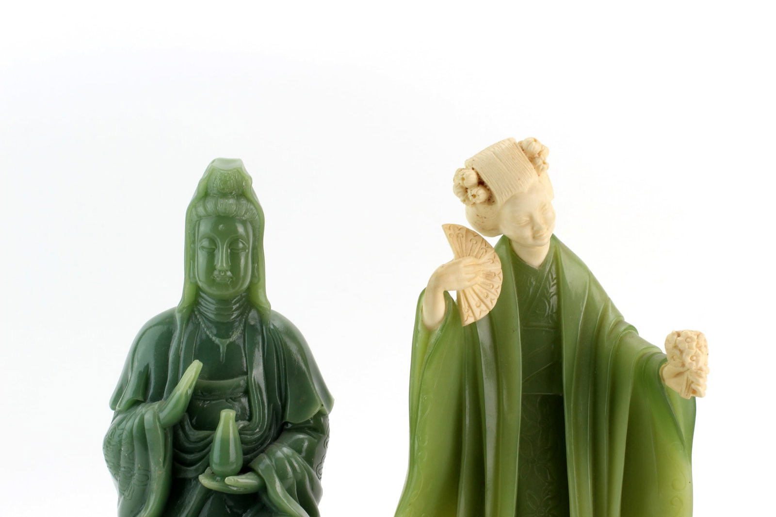 Pair Green Resin Figurines - 4