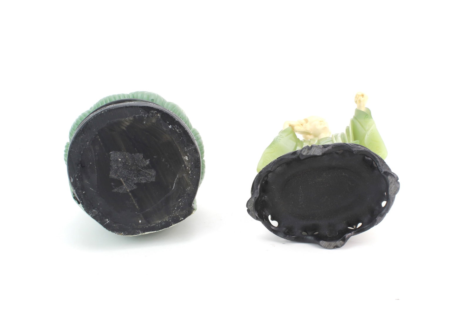 Pair Green Resin Figurines - 5