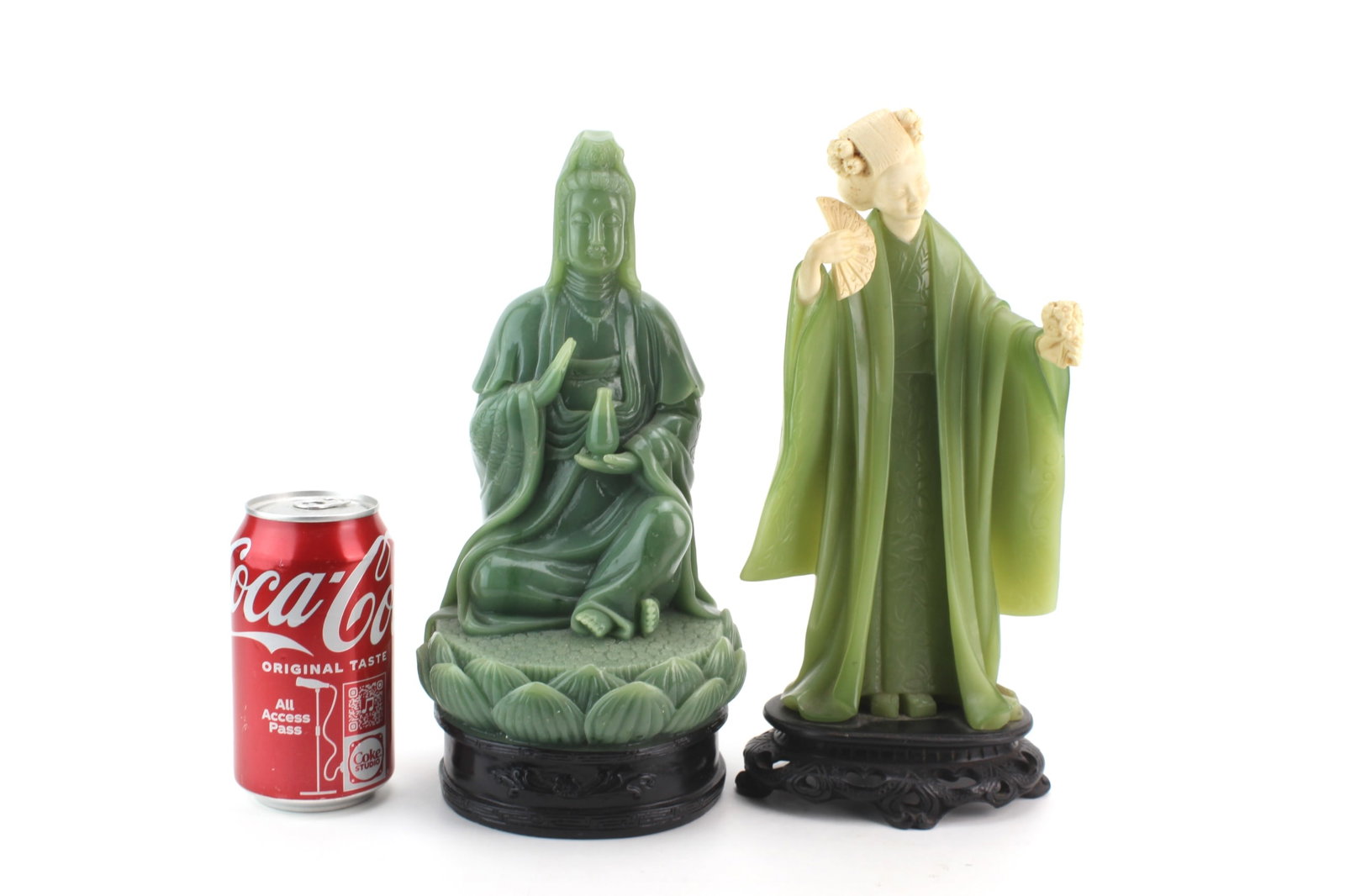 Pair Green Resin Figurines - 6