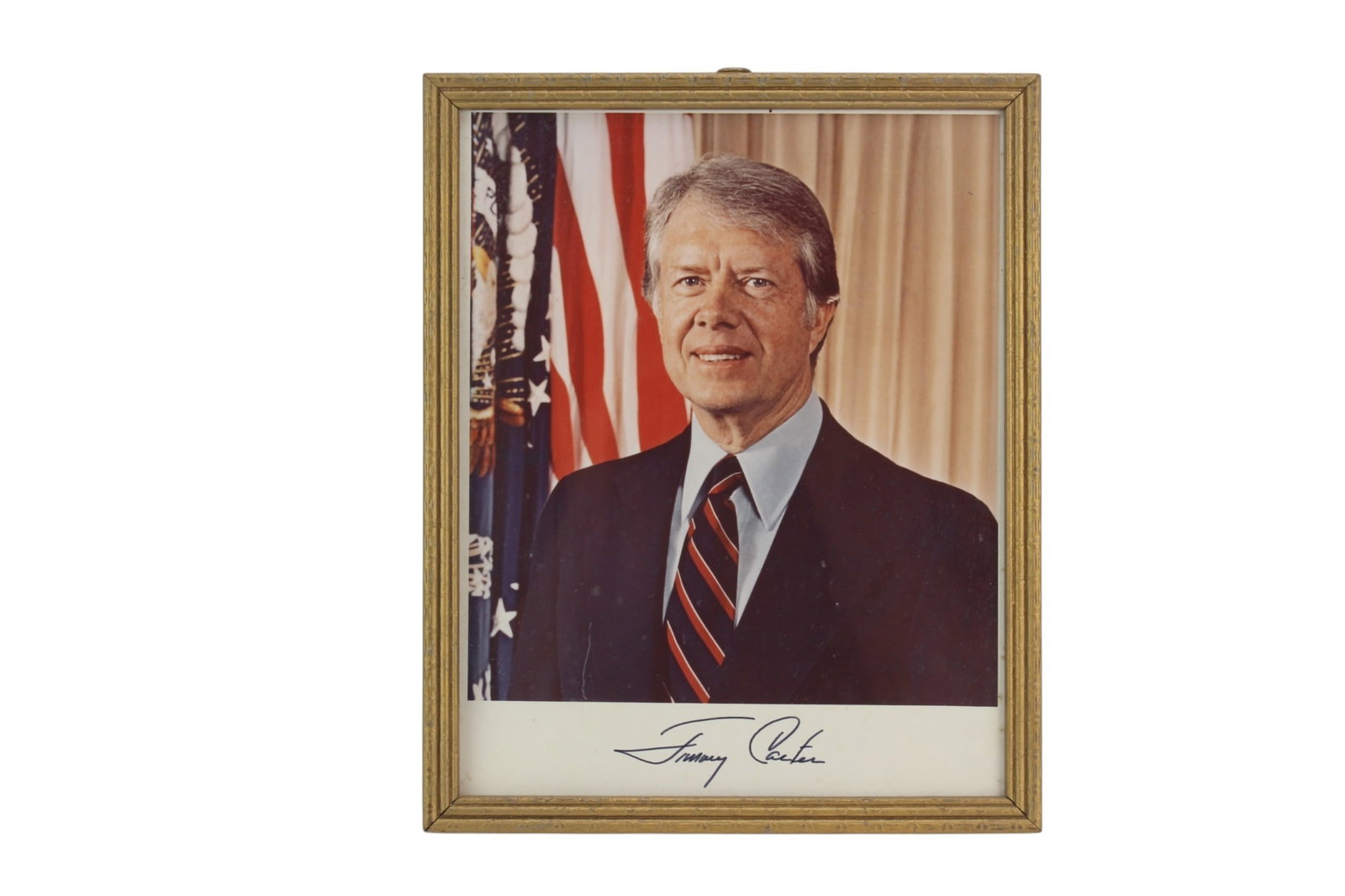 Jimmy Carter Signed Photo: Color portrait photograph of President Jimmy Carter (1924-2024), who served as the 39th president of the United States from 1977 to 1981. Signed in print at the lower margin. Photo size: 8 X 10 in. Ho