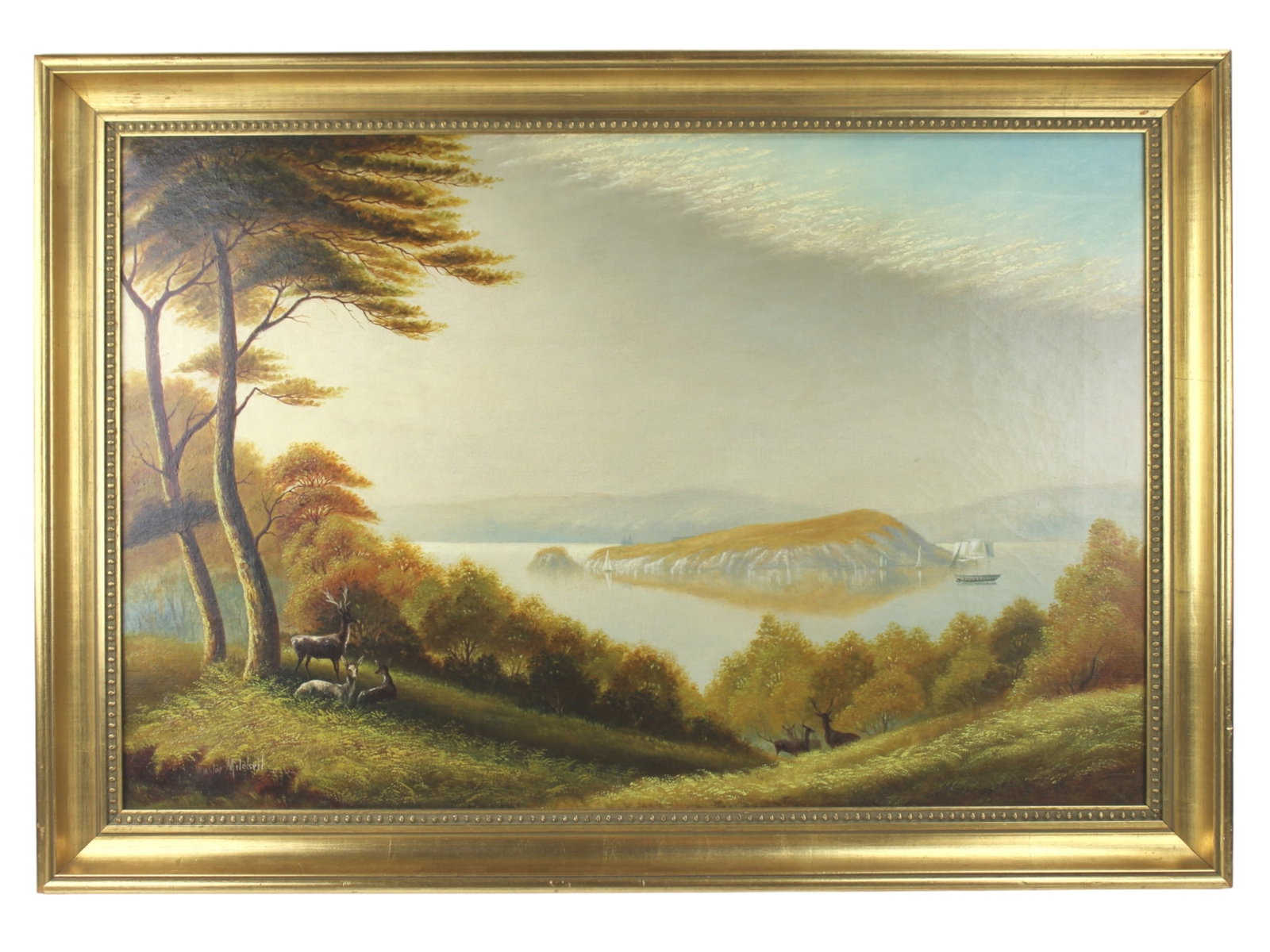 Winslee Mitchell, Drakes Island, O/C: Framed, signed ll, the frame size: 24 X 34 in..