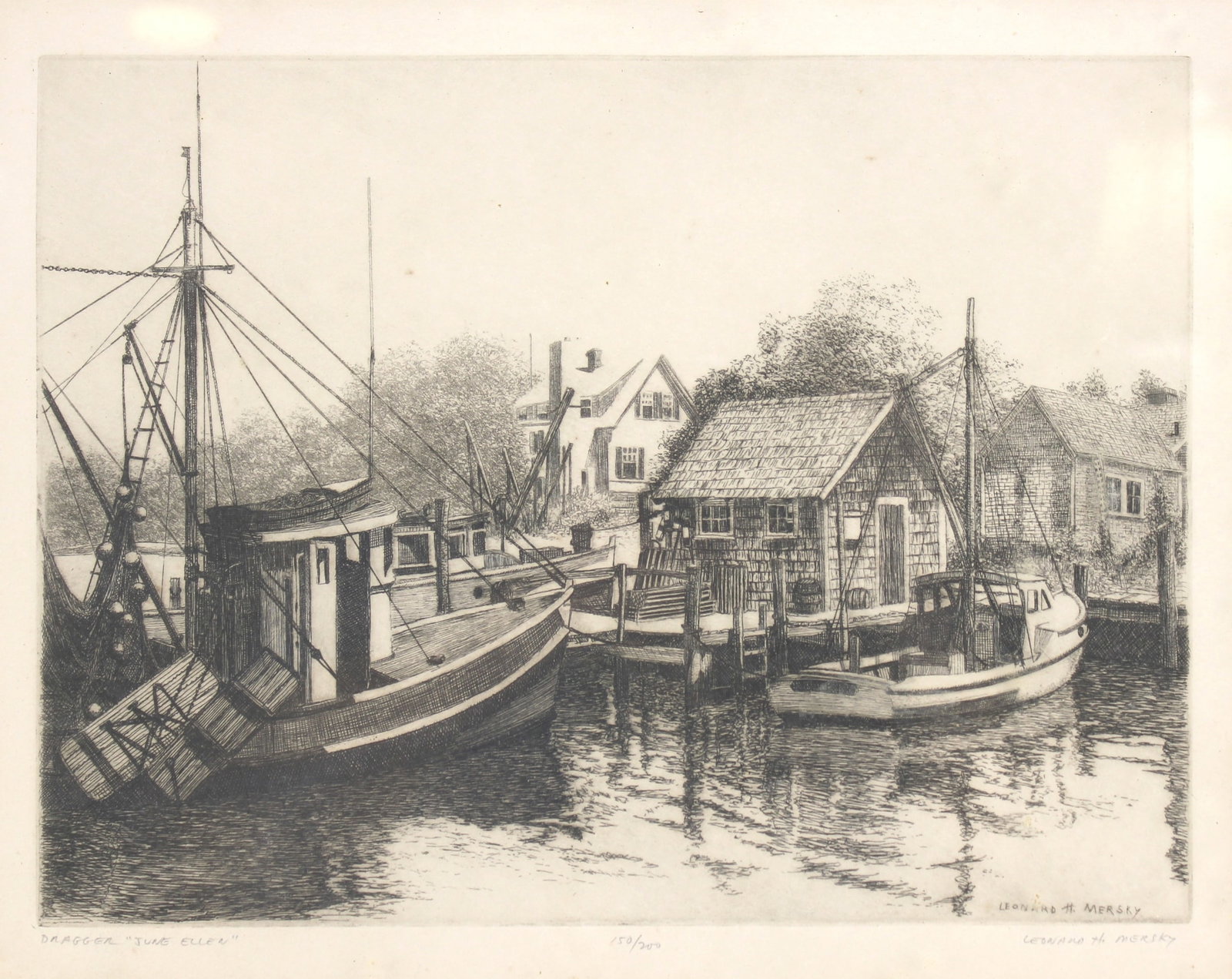 Leonard H Mersky. Dragger-June Ellen, Etching - 2