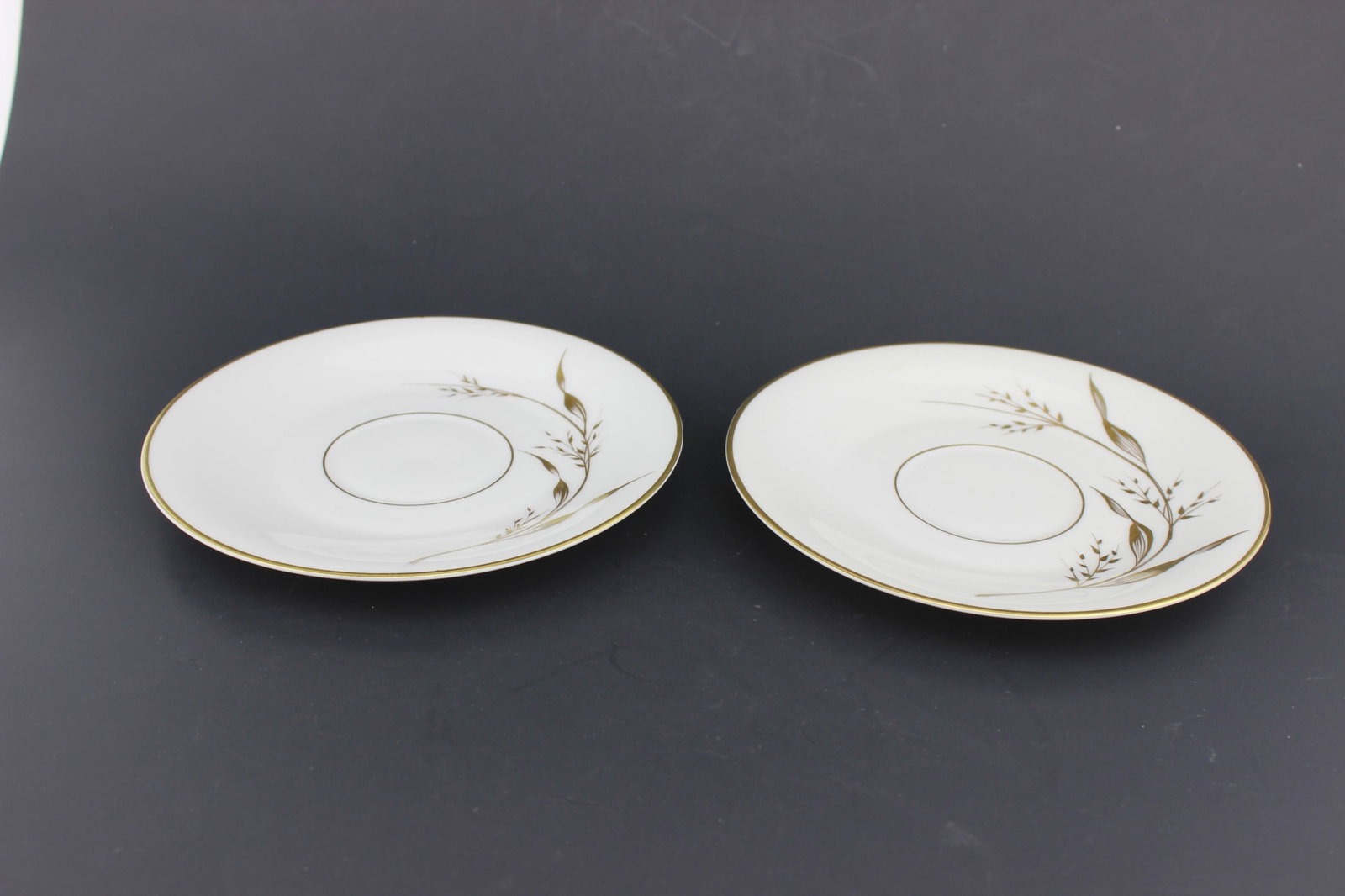 Two Heinrich Selb E & R Golden Harvest Plates: The dinner plates are marked "H & C Selb Bavaria Germany Heinrich and E & R Handpainted Golden Harvest Est. 1886". 6 in. in diameter, and in good condition.