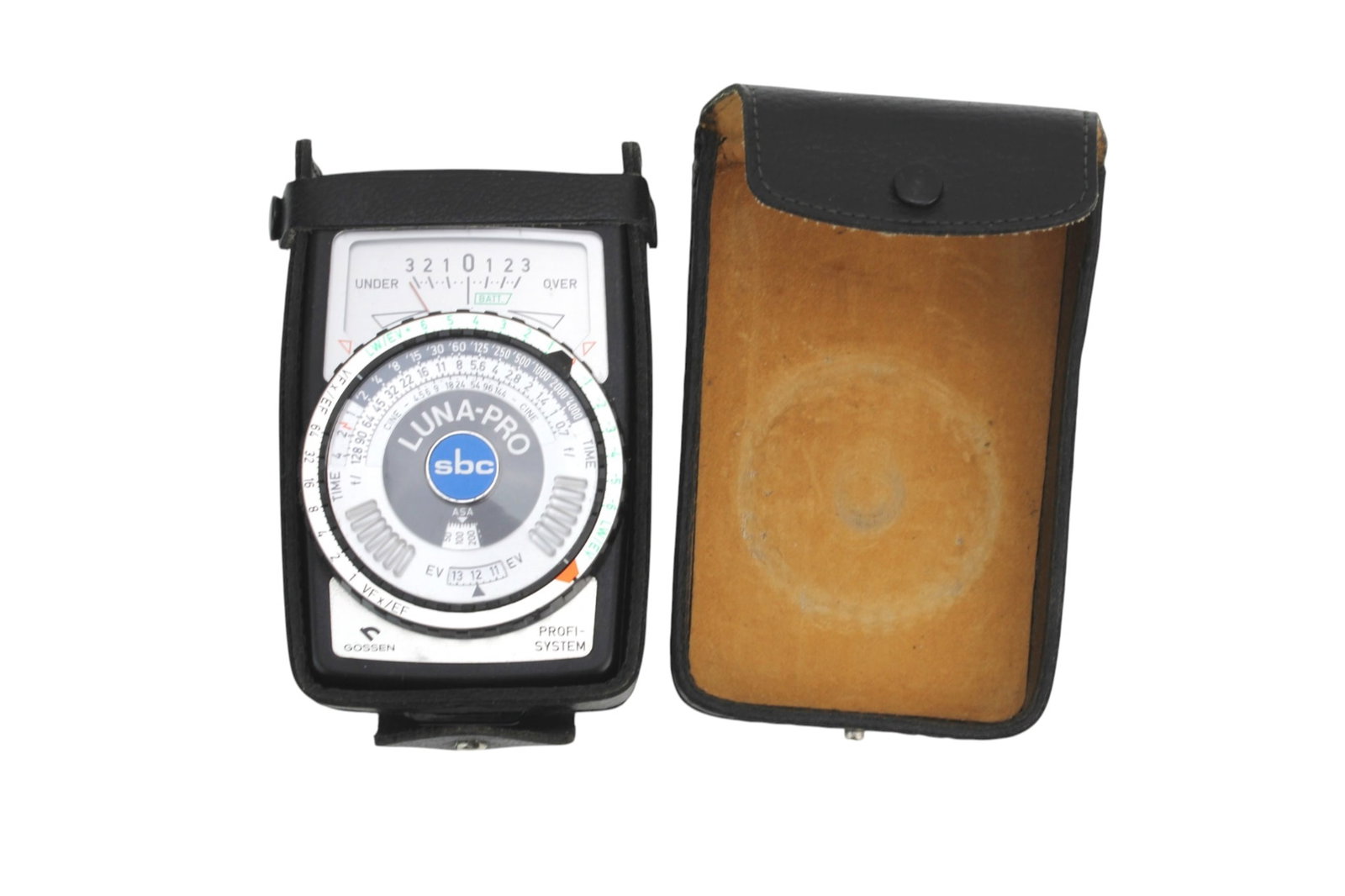 Germany Gossen LUNA-PRO SBC Light Meter: Gossen LUNA-PRO SBC PROF1-System Light Meter. Made in Germany. With case. Miss the battery cover.