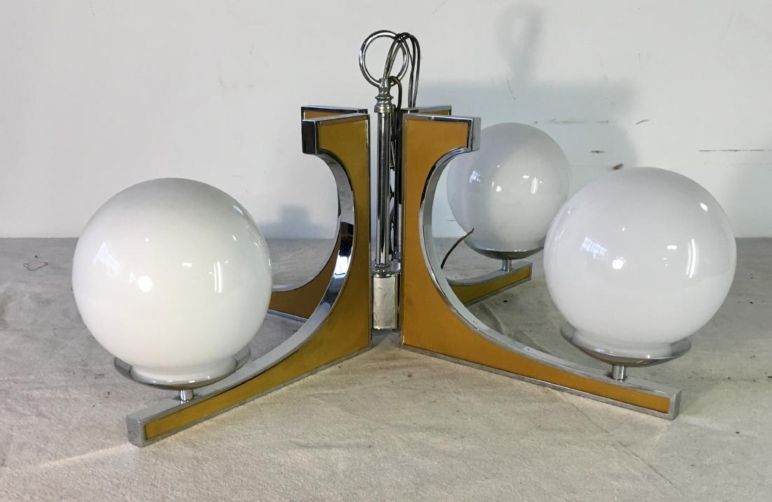 Chrome and Yellow Mid Century Chandelier (1 of 3)