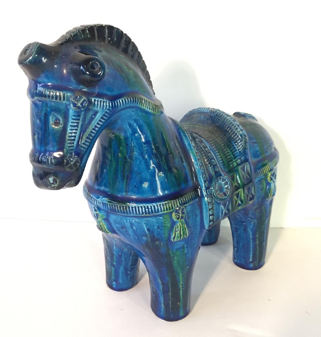 Vintage Bitossi Horse by Aldo Londi: Aldo Londi horse figure by Bitossi in rimini blue glaze. 10" long, 10 1/2" tall.